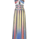Multicolor interwoven halter co-ords ensemble by AKHL featuring a stylish top and matching bottoms, front view.