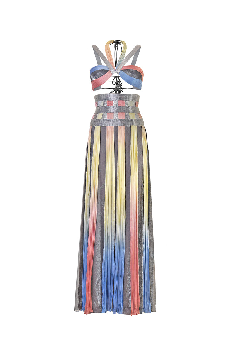 طقم متعدد الألوان بتصميم هالتر متشابك