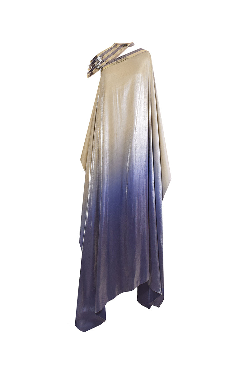 METALLIC YOKE ASYMMETRIC KAFTAN