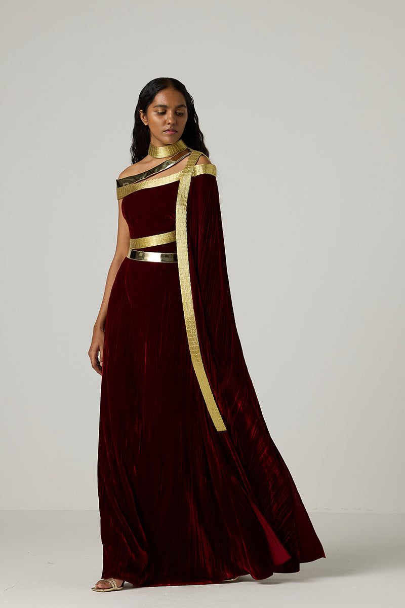 VELVET METALLIC WRAP DRESS