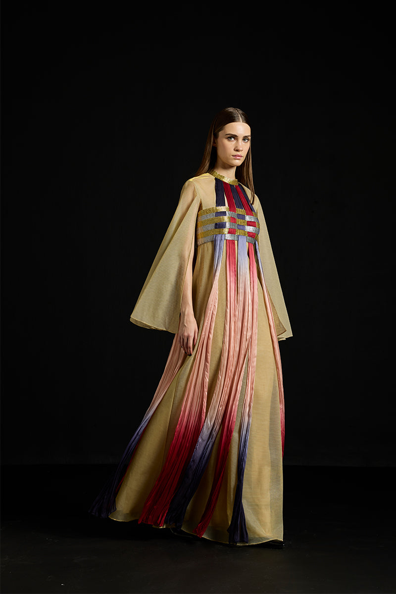 INTERWOVEN GRADIENT TULLE KAFTAN DRESS | CULT MIA | AKHL INTERWOVEN GRADIENT TULLE KAFTAN DRESS | CULT MIA | AKHL