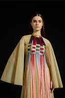 Elegant AKHL Interwoven Gradient Tulle Kaftan Dress gown featuring flowing fabric and intricate design details.