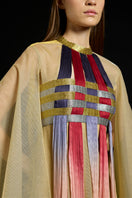 AKHL Interwoven Gradient Tulle Kaftan Dress gown featuring flowing fabric and intricate design in a vibrant gradient pattern.