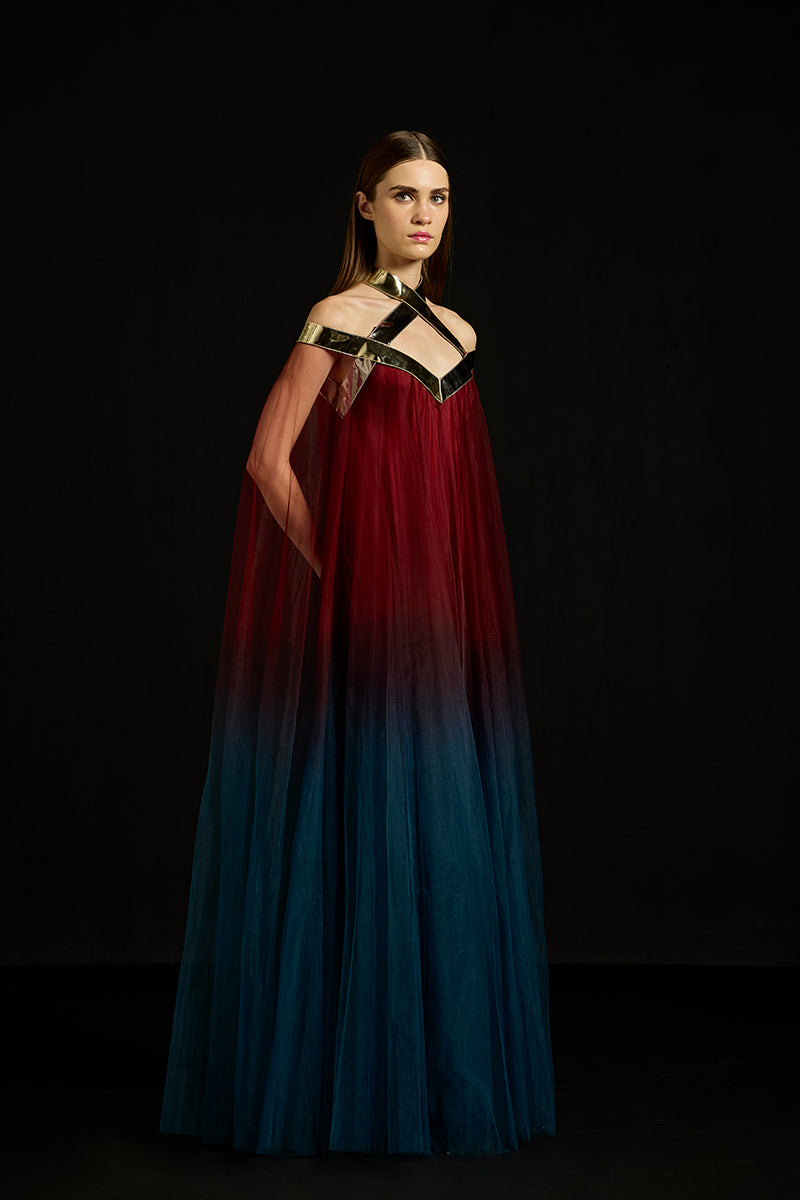 HALTER TULLE LAYERED DRESS