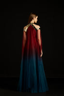 Elegant halter tulle layered gown by AKHL featuring a flowing design and intricate details, perfect for formal occasions.