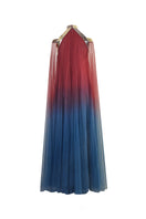 Back view of AKHL halter tulle layered gown with flowing fabric and elegant design, perfect for formal occasions.