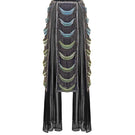 Sheer panelled fringe maxi skirt by AKHL featuring flowing fabric and layered design for a stylish, boho-inspired look.