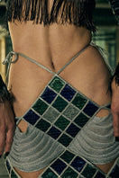 AKHL Concept Diamond Interwoven Mini Skirt featuring a stylish, textured woven design and a sleek, modern silhouette.