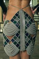 AKHL Concept Diamond Interwoven Mini Skirt featuring a textured diamond pattern and modern design, shown in the image.
