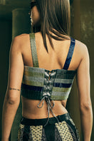 Sculpted interwoven bustier top by AKHL featuring a fitted, stylish design with intricate woven details.