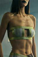 Metallic structured bralette top by AKHL featuring a shiny, textured design, perfect for stylish and trendy summer outfits.
