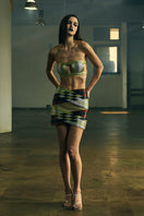 Metallic structured bralette from AKHL, featuring a shiny, textured design perfect for trendy tops or casual wear.