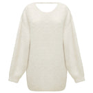 Undress Alexa Cream Mini Sweater Dress displayed on a hanger, showcasing its cozy knit fabric and stylish mini length.