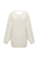 Undress Alexa Cream Mini Sweater Dress displayed on a hanger, showcasing its cozy knit fabric and stylish mini length.