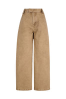 Brown Alex pants by Lorena Saravia, stylish tailored pants with a sleek fit, shown from the front view.