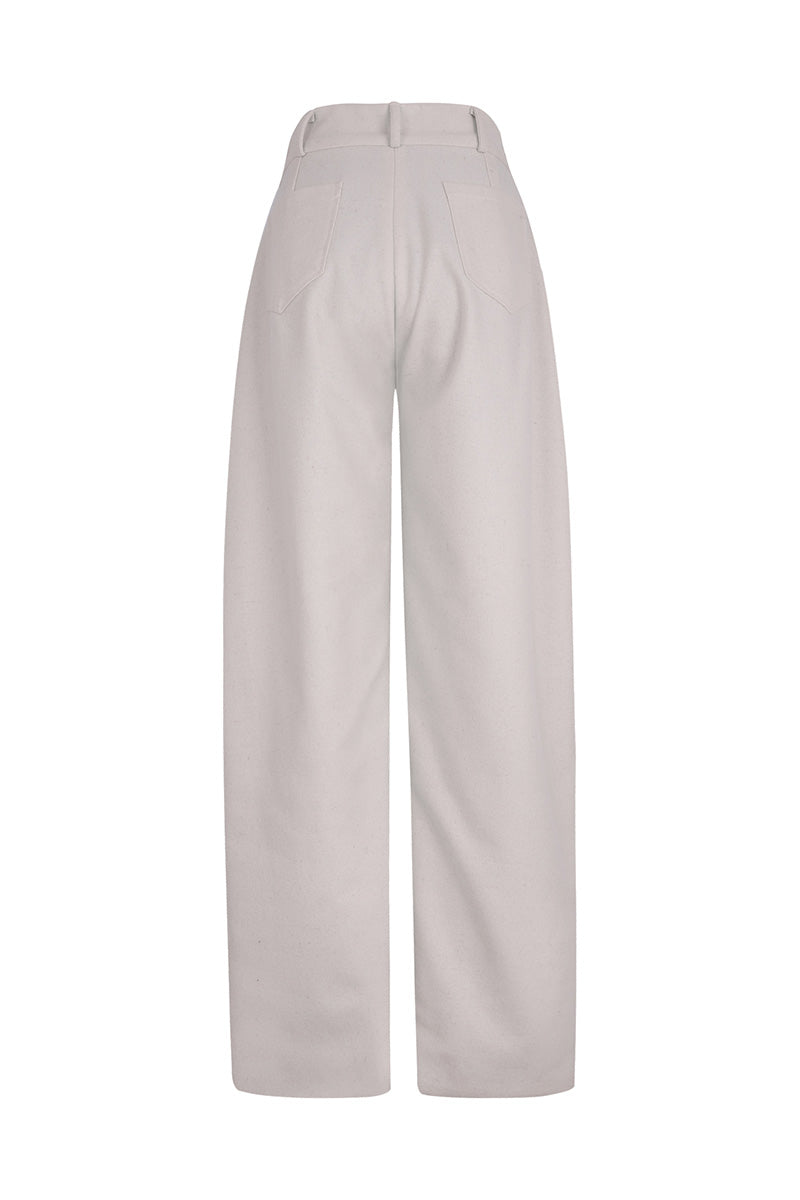 Lorena Saravia Alex wool pants shown from the back, featuring tailored fit and classic design in soft wool fabric.