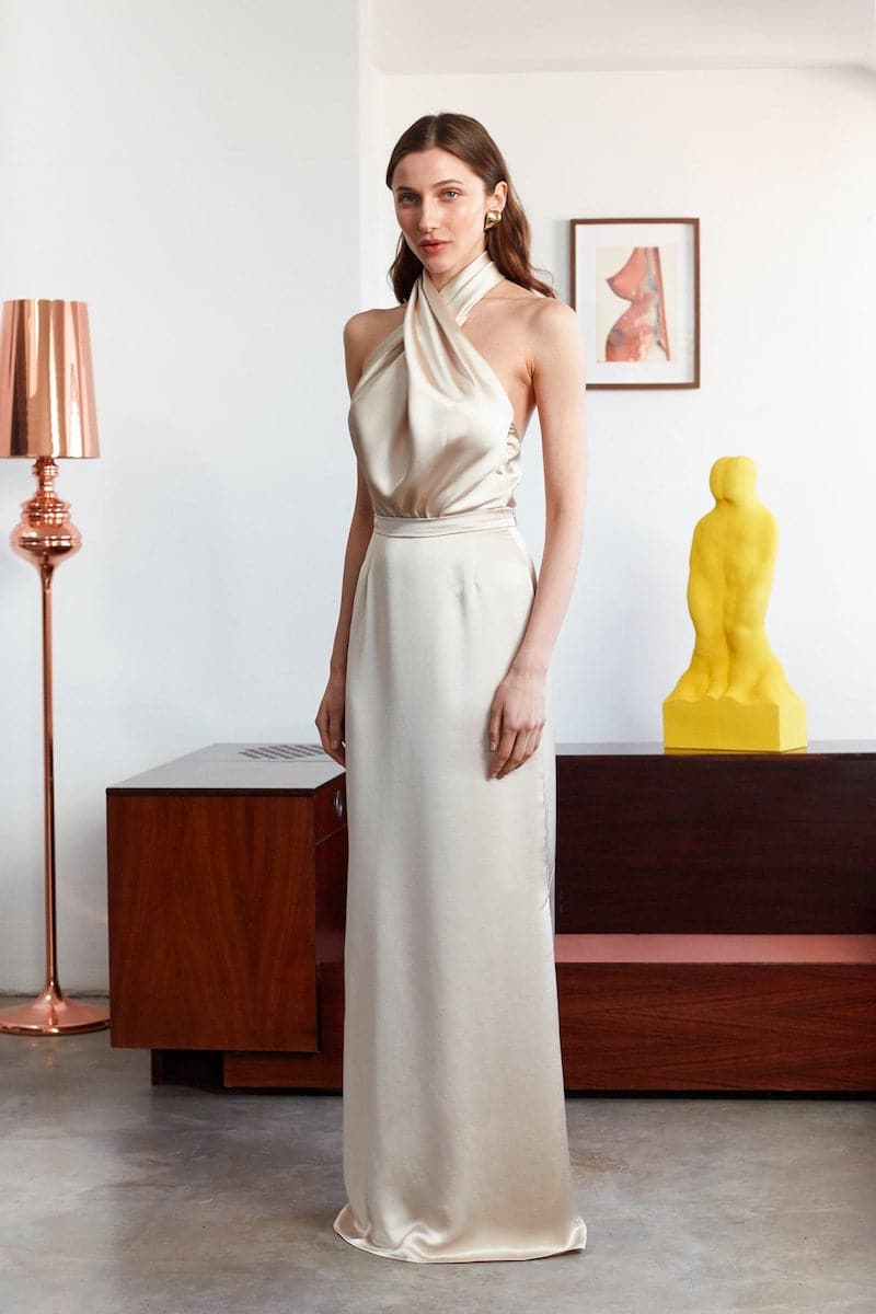 UNDRESS ALIUR CHAMPAGNE HALTER NECK EVENING DRESS | Cult Mia UNDRESS ALIUR CHAMPAGNE HALTER NECK EVENING DRESS | Cult Mia