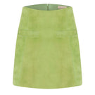 Green MINI PARIA SKIRT by ZUT, featuring a stylish mini skirt with a fitted design and vibrant color, shown on a model.