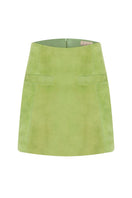 Green MINI PARIA SKIRT by ZUT, featuring a stylish mini skirt with a fitted design and vibrant color, shown on a model.