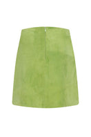 Green ZUT Mini Paria Skirt shown on a hanger, close-up of the stylish mini skirt with a fitted silhouette.