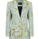 Multicolor tie-dye oversized sequin blazer by JC Pajares, featuring vibrant patterns and shimmering details on a stylish blazer.