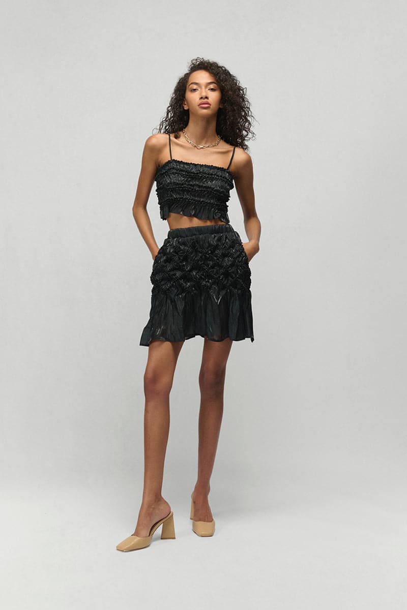 VICTORIA BLACK SHIBORI MINI SKIRT - CULT MIA