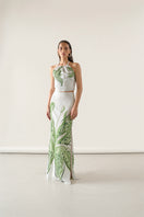 Green print Amal maxi skirt by Tinta Latina featuring a flowy design and vibrant pattern, perfect for casual or dressy occasions.