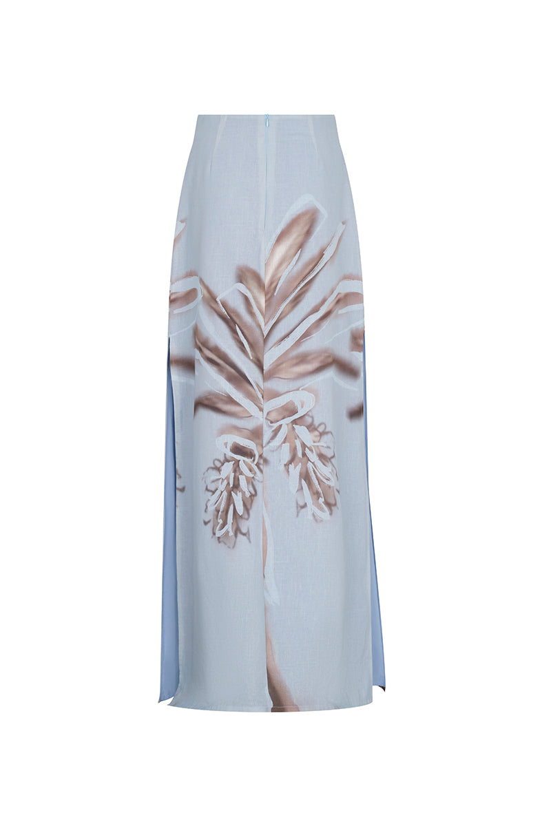 Tinta Latina Amal soft blue maxi skirt with flowy fabric and elegant design, perfect for casual or dressy occasions.