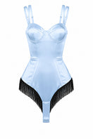 Junie AMI Fringe Bodysuit underwear featuring fringe trim, form-fitting design, and sleek fabric for a stylish, modern look.