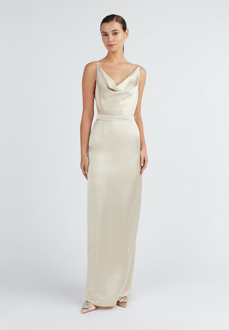 AMILA BEIGE SATIN BACKLESS MAXI DRESS - CULT MIA