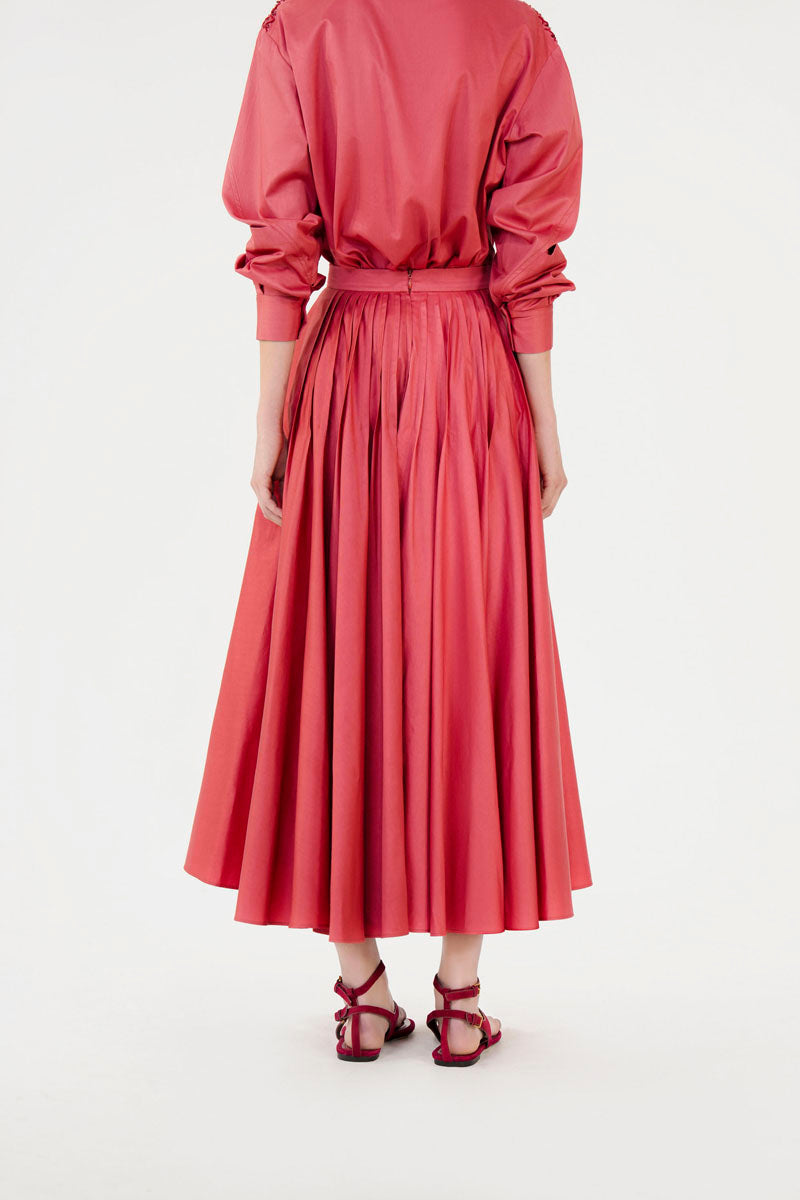 Light berry-colored Amina swing maxi skirt by Mastani, flowing fabric with a stylish, relaxed fit perfect for casual wear.