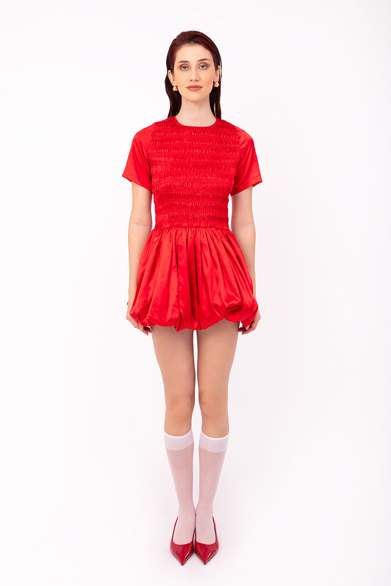 ELEANOR SATIN DRESS IN RED - CULT MIA