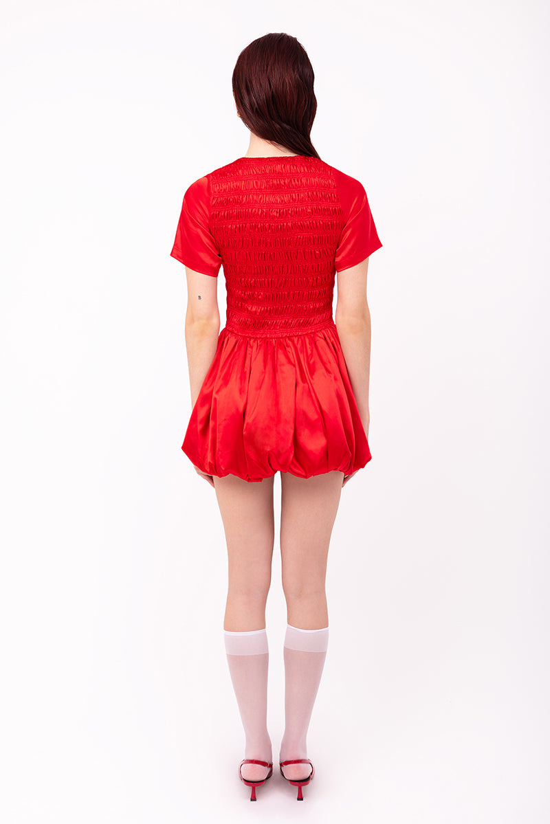 ELEANOR SATIN DRESS IN RED - CULT MIA