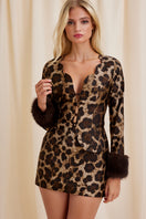 Scarlett Gasque Anastasia leopard print top featuring a fitted design and scoop neckline, shown from the front view.