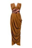 Andrea Iyamah ADI Knit Kaftan Dress, stylish maxi dress with intricate knit details, front view showing relaxed fit and elegant design.