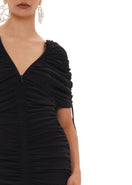 Black Ratu mesh maxi dress by Andrea Iyamah featuring see-through mesh fabric and fitted silhouette.