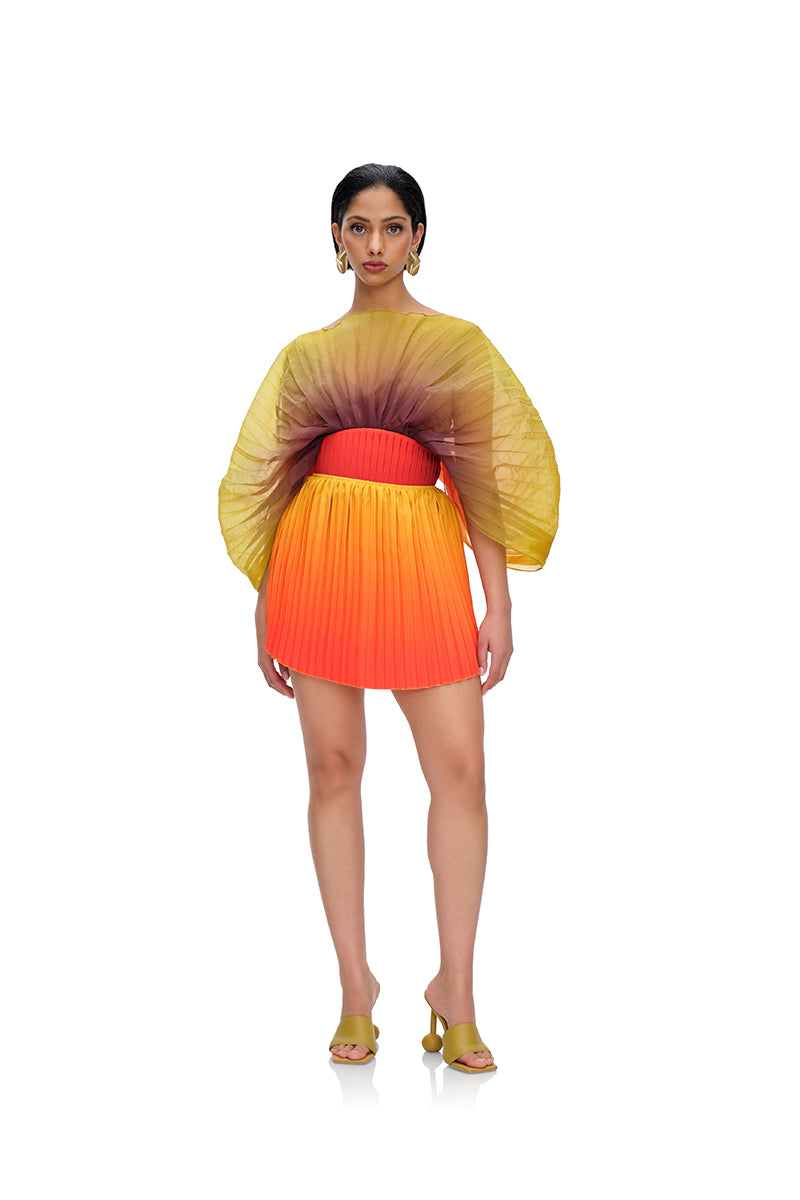 KATA PLEATED MINI SKIRT IN ADWA RED PRINT - CULT MIA