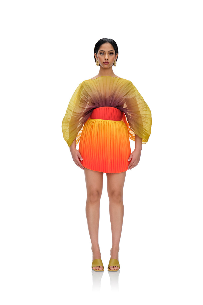 KATA PLEATED MINI SKIRT IN ADWA RED PRINT - CULT MIA
