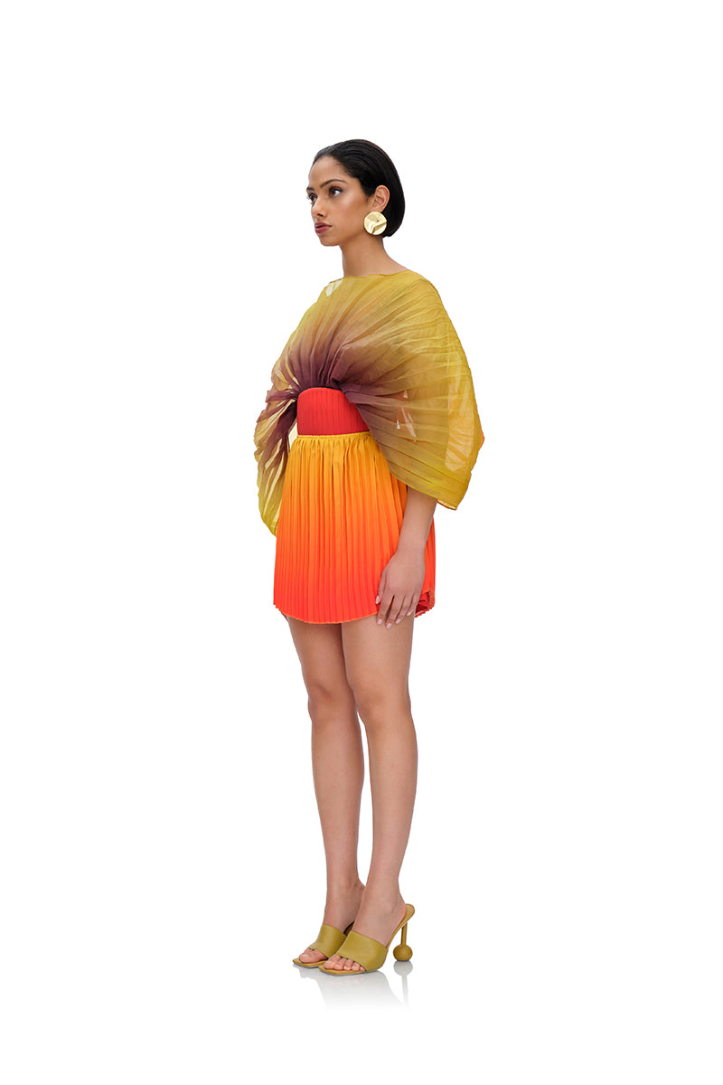 KATA PLEATED MINI SKIRT IN ADWA RED PRINT - CULT MIA