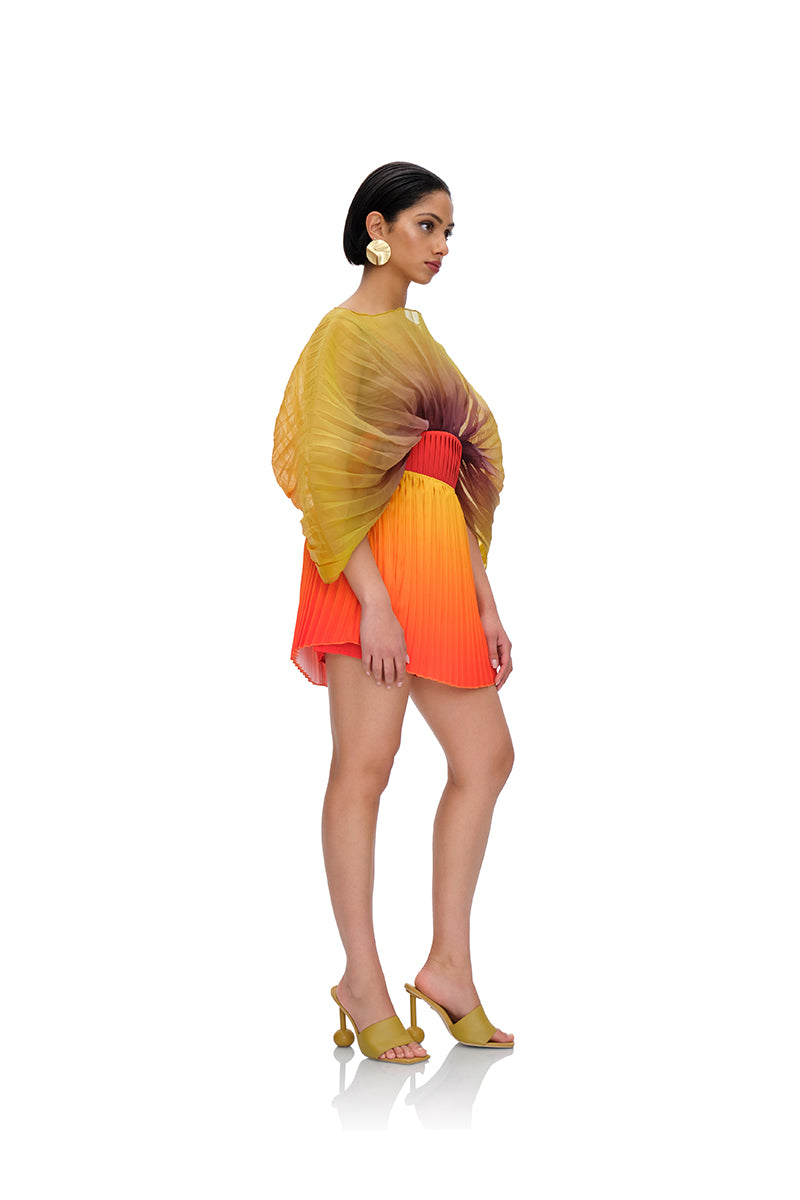KATA PLEATED MINI SKIRT IN ADWA RED PRINT - CULT MIA