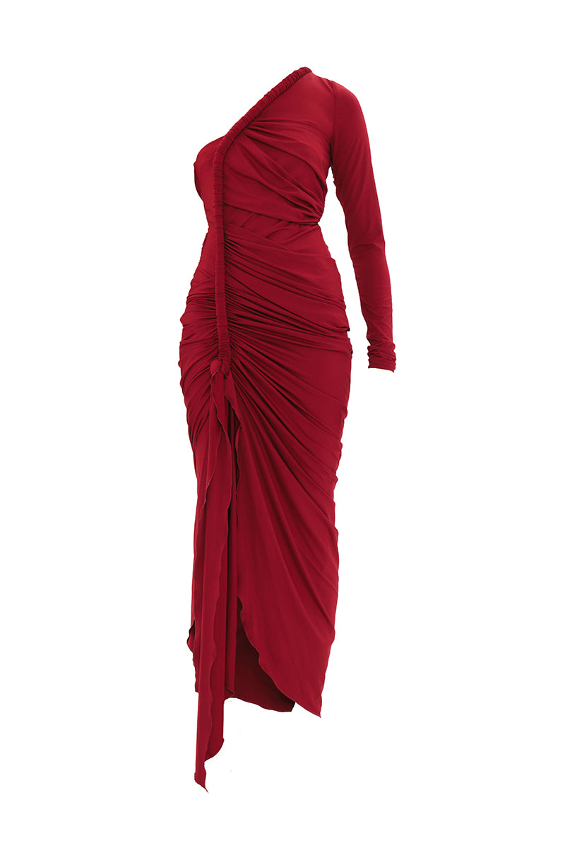 TURI MESH DRESS IN BURGUNDY - CULT MIA