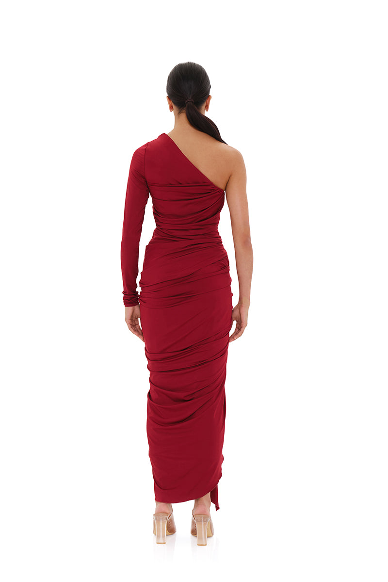 TURI MESH DRESS IN BURGUNDY - CULT MIA