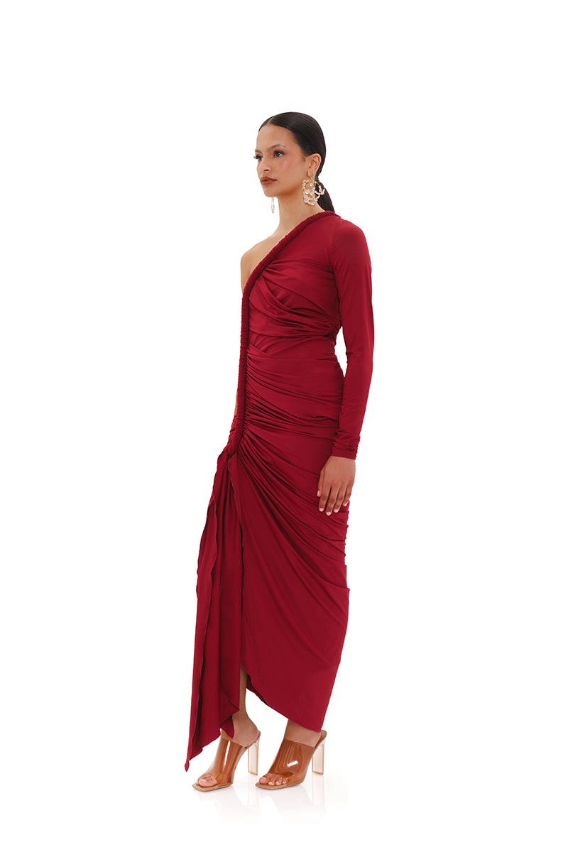 TURI MESH DRESS IN BURGUNDY - CULT MIA
