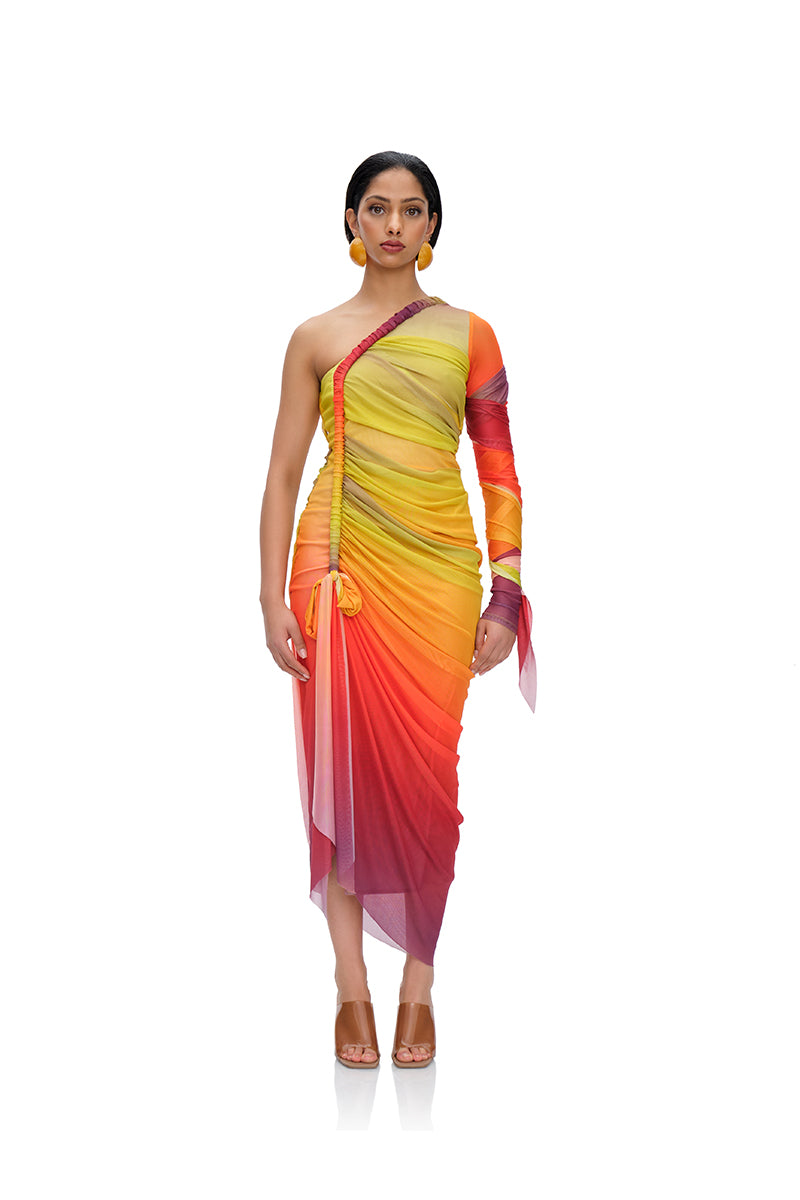 TURI MESH DRESS IN MULTIPRINT - CULT MIA
