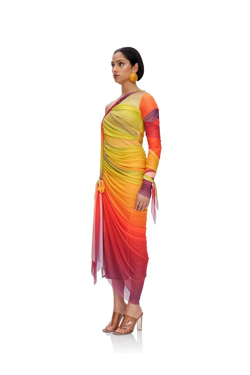 TURI MESH DRESS IN MULTIPRINT - CULT MIA