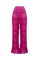 Andrea Iyamah magenta SINA regular pants, front view showing tailored fit and smooth fabric for stylish everyday wear.