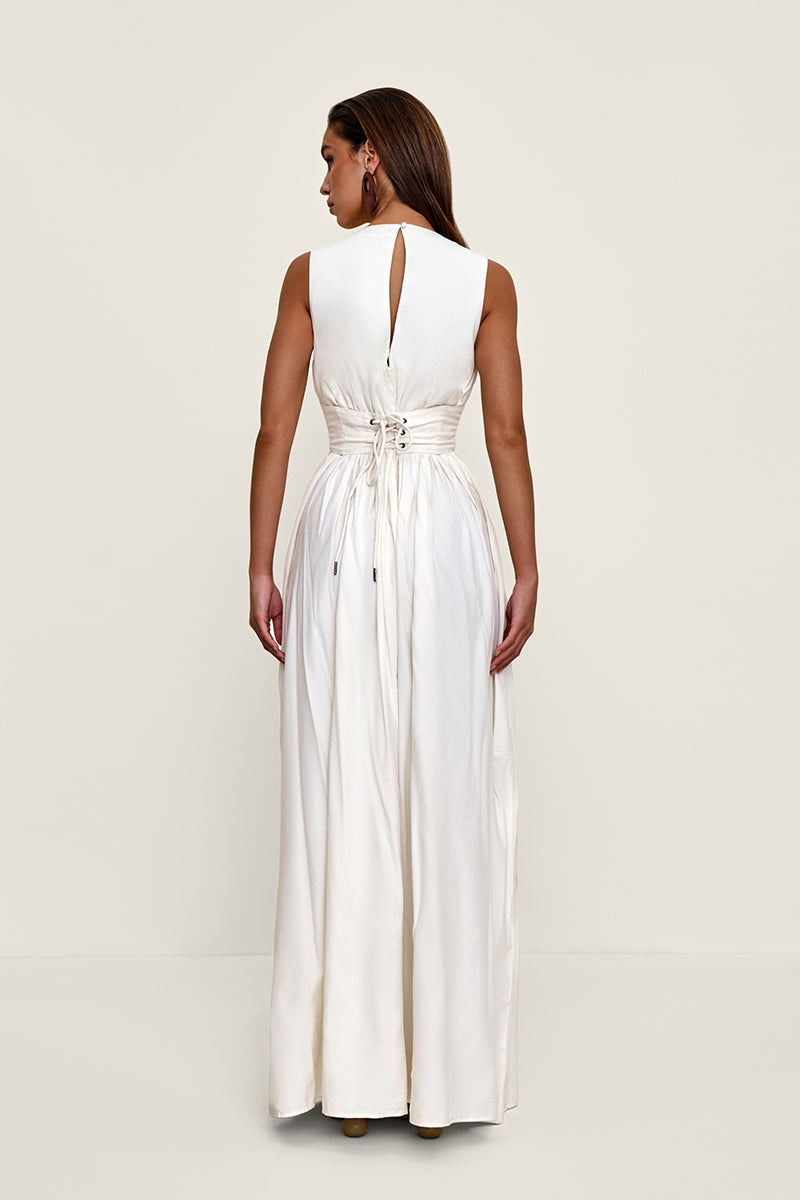 REXI COTTON MAXI DRESS IN LIMESTONE - CULT MIA