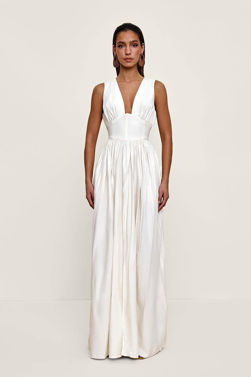 REXI COTTON MAXI DRESS IN LIMESTONE - CULT MIA