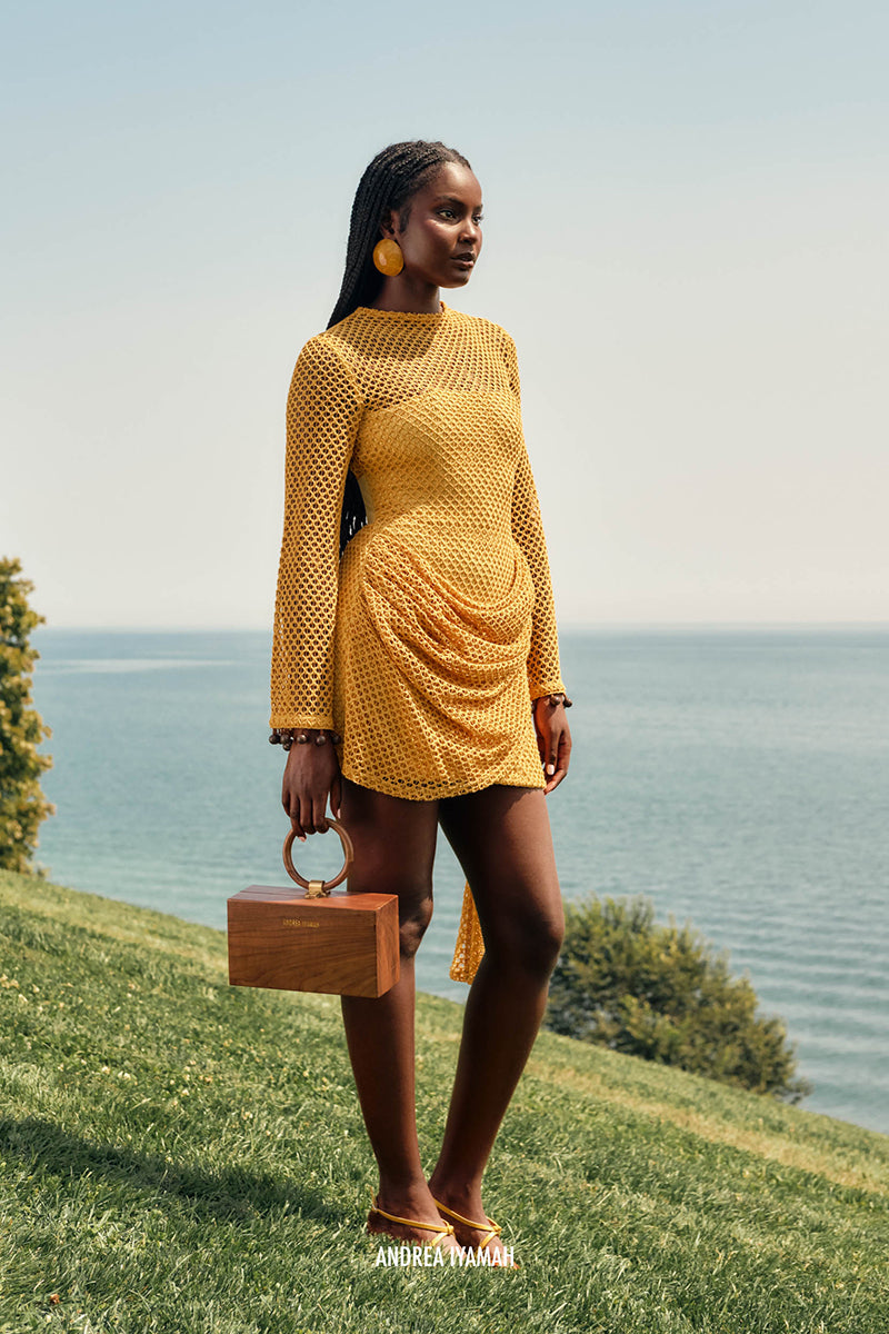 EGU CROCHET DRESS IN MUSTARD - CULT MIA