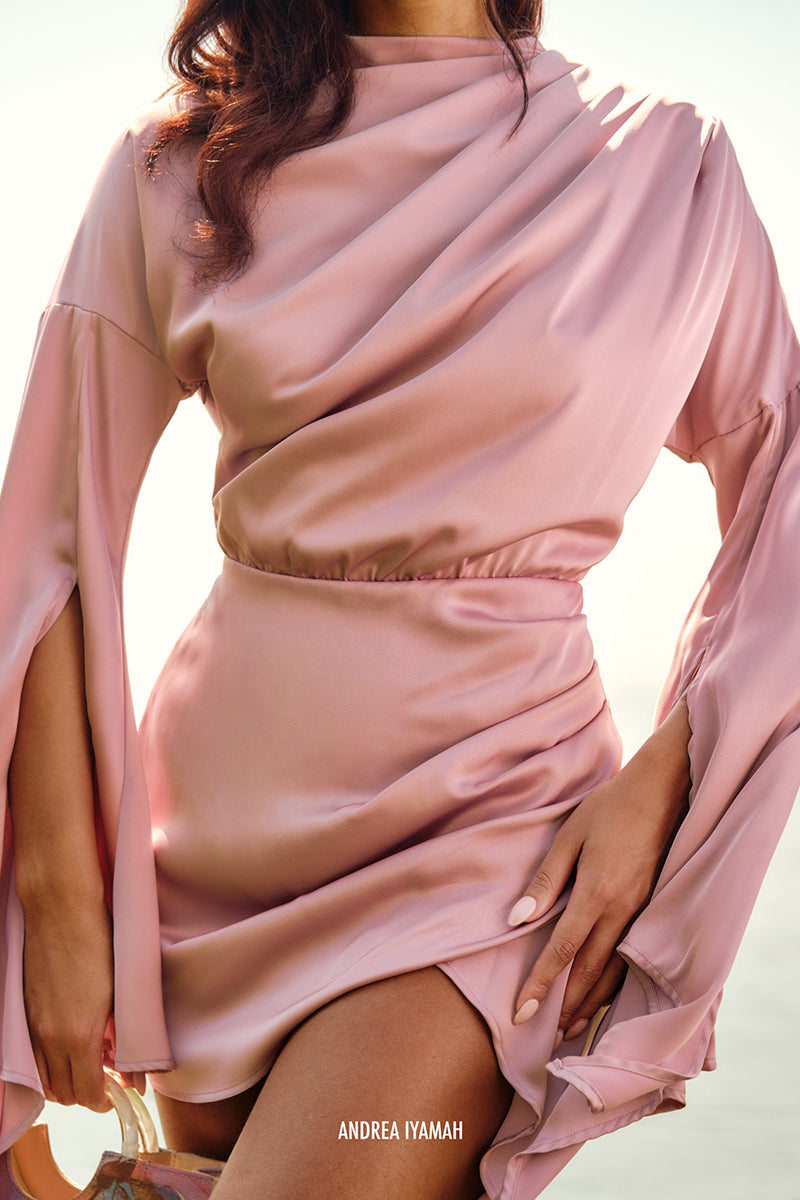 KARI MINI DRESS IN POWDER PINK - CULT MIA